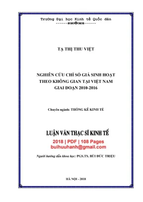 Luận văn thạc sĩ quản trị kinh doanh nghiên cứu chỉ số giá sinh hoạt theo không gian tại việt nam giai đoạn 2010 2016