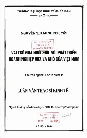 Vai trò nhà nước đối với phát triển doanh nghiệp vừa và nhỏ của việt nam