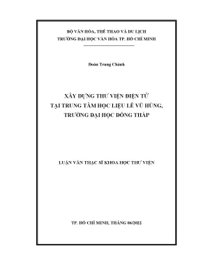 Xây dựng thư viện điện tử tại trung tâm học liệu lê vũ hùng trường đại học đồng tháp