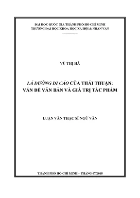 Lã đường di cảo của thái thuận vấn đề văn bản và giá trị tác phẩm