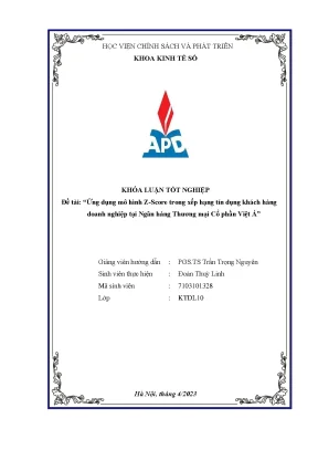 Chuyên ngành kinh tế dữ liệu ứng dụng mô hình z score trong xếp hạng tín dụng khách hàng doanh nghiệp tại ngân hàng thương mại cổ phần việt á