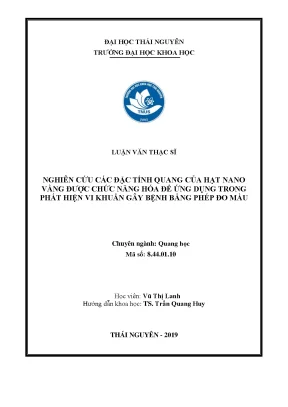 Nghiên cứu các đặc tính quang của hạt nano vàng được chức năng hóa để ứng dụng trong phát hiện vi khuẩn gây bệnh bằng phép đo màu