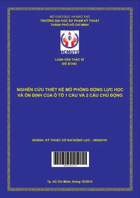 Nghiên cứu thiết kế mô phỏng động lực học và ổn định của ô tô 1 cầu và 2 cầu chủ động