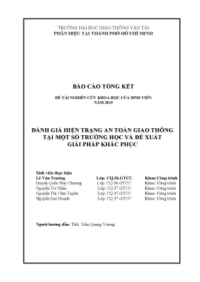 Đánh giá hiện trạng an toàn giao thông tại một số trường học và đề xuất giải pháp khắc phục đề tài nghiên cứu khoa học sinh viên