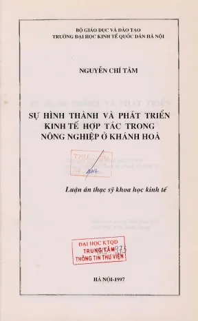 Sự hình thành và phát triển kinh tế hợp tác trong nông nghiệp ở khánh hoà