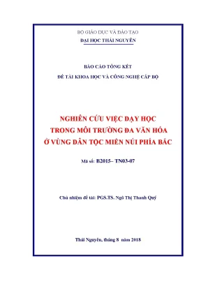 Đề tài nckh nghiên cứu việc dạy học trong môi trường đa văn hóa ở vùng dân tộc miền núi phía bắc