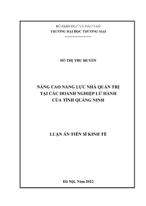 Nâng cao năng lực nhà quản trị tại các doanh nghiệp lữ hành của tỉnh quảng ninh