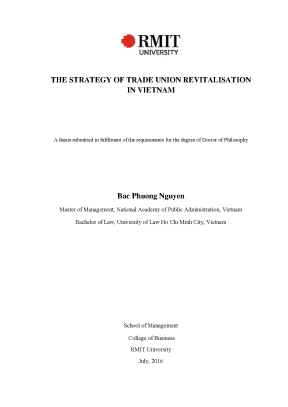 Doctoral thesis of philosophy the strategy of trade union revitalisation in vietnam