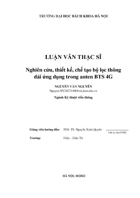 Nghiên cứu thiết kế chế tạo bộ lọc thông dải ứng dụng trong anten bts 4g