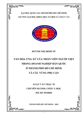 Văn hóa ứng xử của nhân viên người việt trong doanh nghiệp hàn quốc ở thành phố hồ chí minh và các vùng phụ cận
