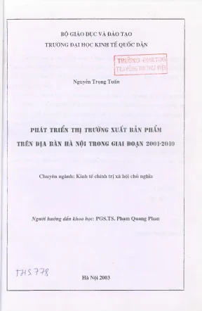 Phát triển thị trường xuất bản phẩm trên địa bàn hà nội trong giai đoạn 2001 2010