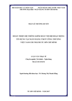 Tài liệu hoàn thiện hệ thống kiểm soát nội bộ hoạt động tín dụng