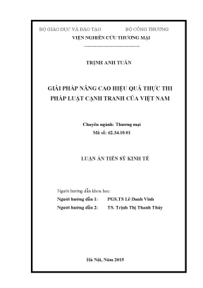 Giải pháp nâng cao hiệu quả thực thi pháp luật cạnh tranh của việt nam