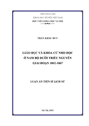 Giáo dục và khoa cử nho học ở nam bộ dưới triều nguyễn giai đoạn 1802 1867
