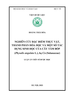 Nghiên cứu đặc điểm thực vật thành phần hóa học và một số tác dụng sinh học của cây tầm bóp physalis angulata l họ cà solanaceae