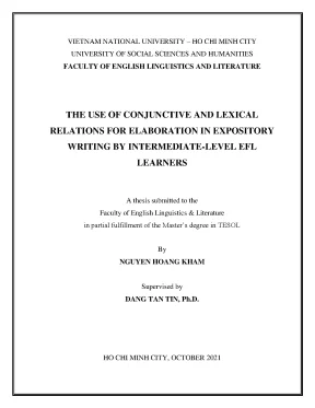 The use of conjunctive and lexical relations for elabaration in expository writing by intermediate level efl learners ma
