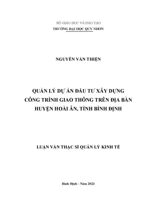 Quản lý dự án đầu tư xây dựng công trình giao thông trên địa bàn huyện hoài ân tỉnh bình định