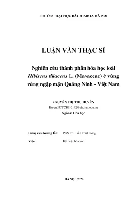 Nghiên cứu thành phần hóa học loài hibiscus tiliaceus l mavaceae ở vùng rừng ngập mặn quảng ninh việt nam