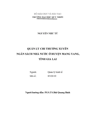 Quản lý chi thường xuyên ngân sách nhà nước ở huyện mang yang tỉnh gia lai