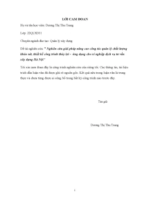 Đánh giá chất lượng và hoàn thiện công tác sửa chữa các công trình thủy lợi tại công ty xây dựng thủy lợi hòa bình