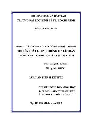 Ảnh hưởng của rủi ro công nghệ thông tin đến chất lượng thông tin kế toán trong các doanh nghiệp tại việt nam