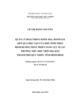 Quản lý hoạt động kiểm tra đánh giá kết quả học tập của học sinh theo định hướng phát triển năng lực ở các trường tiểu học trên địa bàn thành phố quy nhơn tỉnh bình định