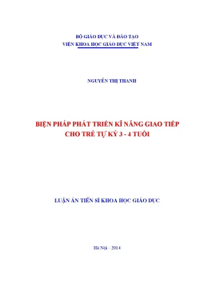 Biện pháp phát triển kĩ năng giao tiếp cho trẻ tự kỷ 3 4 tuổi