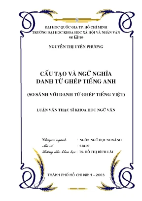 Cấu tạo và ngữ nghĩa danh từ ghép tiếng anh so sánh với danh từ ghép tiếng việt