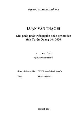 Giải pháp phát triển nguồn nhân lực du lịch tỉnh tuyên quang đến 2030