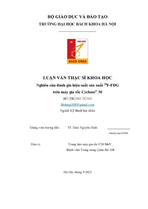 Nghiên cứu đánh giá hiệu suất sản xuất 18f fdg trên máy gia tốc cyclone 30