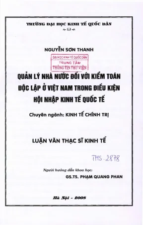 Quản lý nhà nước đối với kiểm toán độc lập ở việt nam trong điều kiện hội nhập kinh tế quốc tế