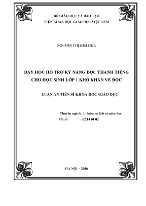Dạy học hỗ trợ kỹ năng đọc thành tiếng cho học sinh lớp 1 khó khăn về đọc