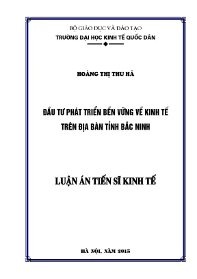 Đầu tư phát triển bền vững về kinh tế trên địa bàn tỉnh bắc ninh
