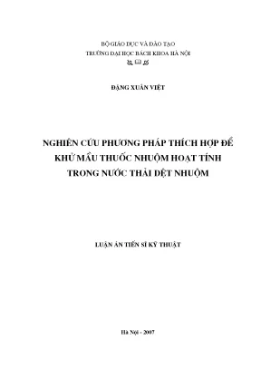 Nghiên cứu phương pháp thích hợp để khử mầu thuốc nhuộm hoạt tính trong nước thải dệt nhuộm
