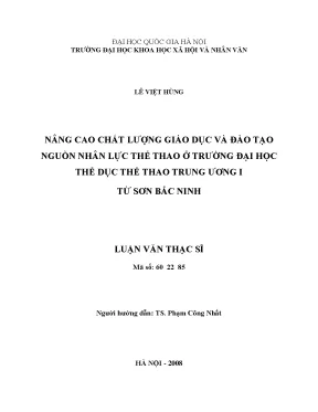 Luận văn nâng cao chất lượng giáo dục và đào tạo nguồn nhân lực thể thao