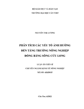 Phân tích các yếu tố ảnh hưởng đến tăng trưởng nông nghiệp đồng bằng sông cửu long