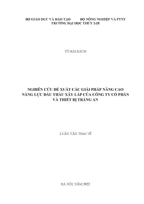 Nghiên cứu đề xuất các giải pháp nâng cao năng lực đấu thầu của công ty cổ phần và thiết bị tràng an