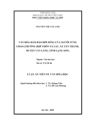 Văn hóa đảm bảo đời sống của người nùng cháo trường hợp thôn nà lầu xã tân thanh huyện văn lãng tỉnh lạng sơn