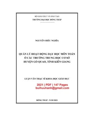 Quản lý hoạt động dạy học môn toán ở các trường trung học cơ sở huyện gò quao tỉnh kiên giang