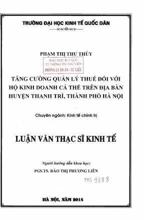 Tăng cường quản lý thuế đối với họ kinh doanh cá thể trên địa bàn huyện thanh trì thành phố hà nội
