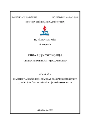Chuyên ngành quản trị doanh nghiệp giải pháp nâng cao hiệu quả hoạt động marketing trực tuyến của ctcp tập đoàn onsen fuji