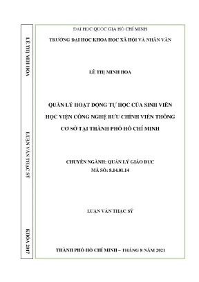 Quản lý hoạt động tự học của sinh viên học viện công nghệ bưu chính viễn thông cơ sở tại thành phố hồ chí minh