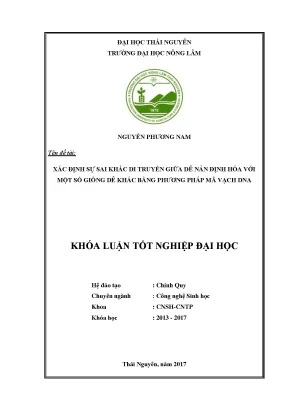 Luận văn xác định sự sai khác di truyền của dê nản đinh hóa với một số giống dê khác bằng phương pháp mã vạch dna