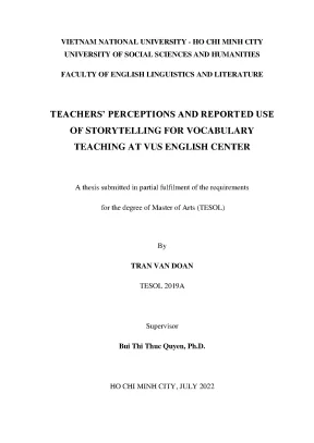 Teachers perceptions and reported use of storytelling for vocabulary teaching at vus english center m a