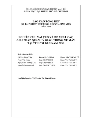 Nghiên cứu vai trò và đề xuất các giải pháp quản lý giao thông xe máy tại tp hcm đến năm 2030 đề tài nghiên cứu khoa học sinh viên