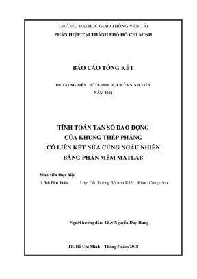 Tính toán tần số dao động của khung thép phẳng có liên kết nửa cứng ngẫu nhiên bằng phần mềm matlab