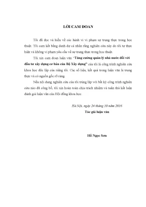 Tăng cường quản lý nhà nước đối với đầu tư xây dựng cơ bản của bộ xây dựng