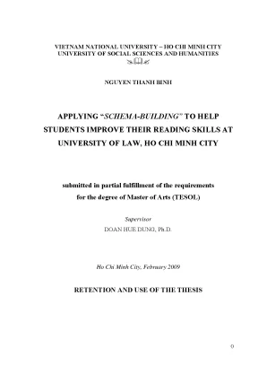 Applying schema building to help students improve their reading skills at university of law ho chi minh city m a 60 14 10