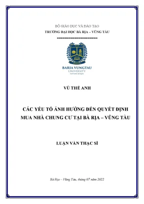 Các yếu tố ảnh hưởng đến quyết định mua nhà chung cư tại bà rịa vũng tàu