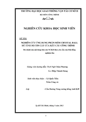 Nghiên cứu ứng dụng phần mềm crystal ball để tính độ tin cậy của kết cấu công trình đề tài nghiên cứu khoa học sinh viên